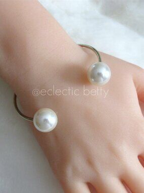 Pearl Ended Cuff Bracelet 90s Style